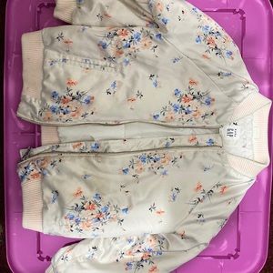 Light pink Satin floral bomber jacket for toddler
